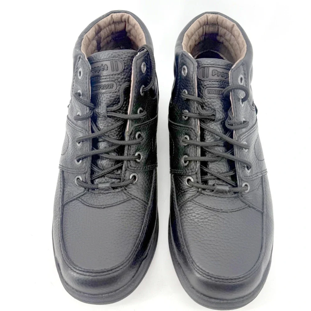 Propet Waterproof Hiking Boots Mens Black Leather Sealtex Mid Top Lace Up Work